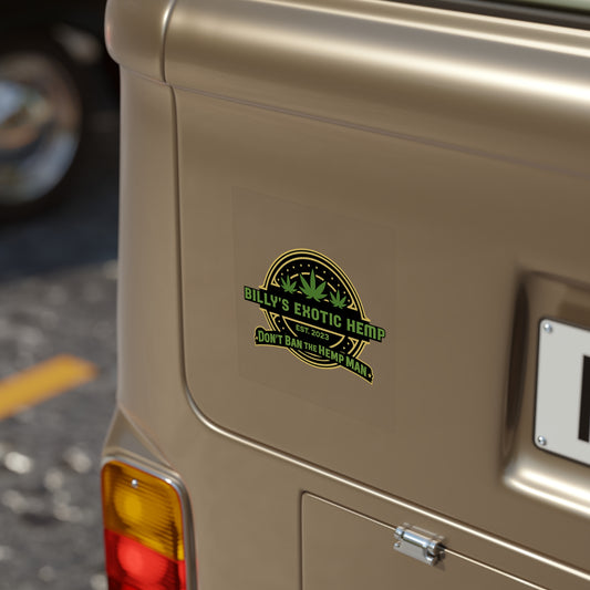 Billy's Exotic Hemp “Don’t Ban The Hemp Man” Square Outdoor Sticker